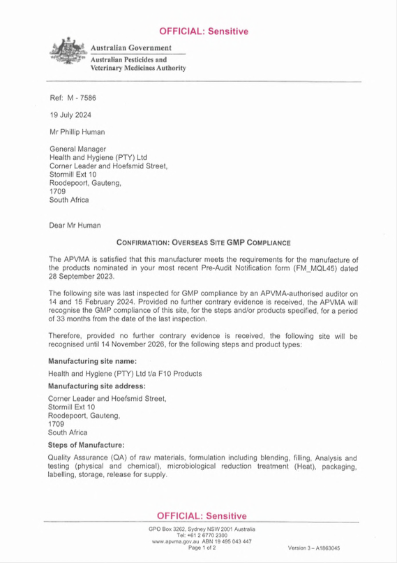 Overseas Site GMP Compliance